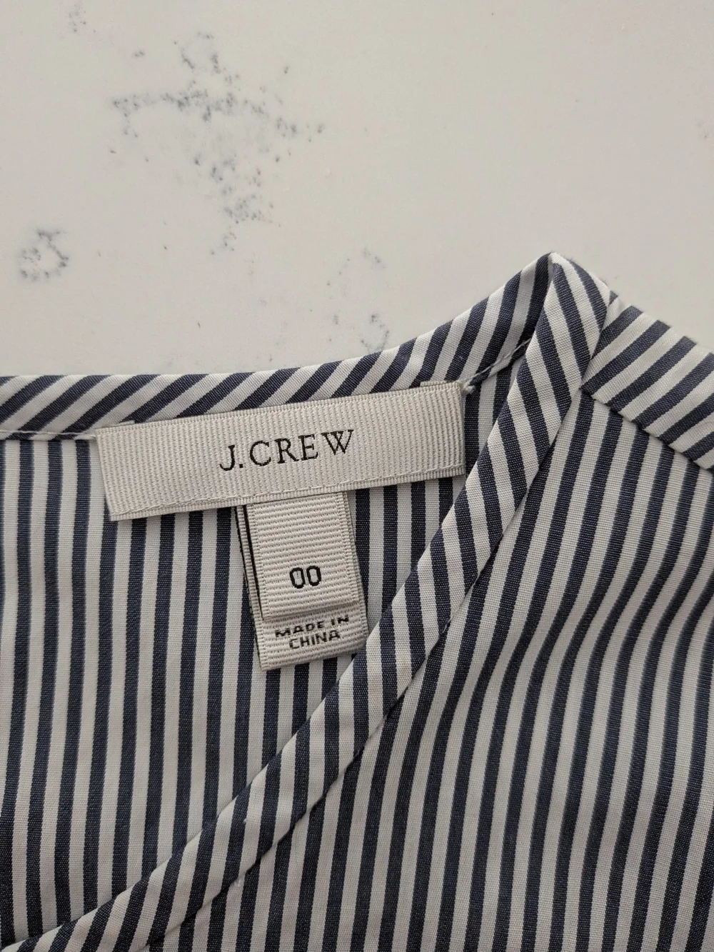 J. Crew Blue and White Pinstripe Short Sleeve Top